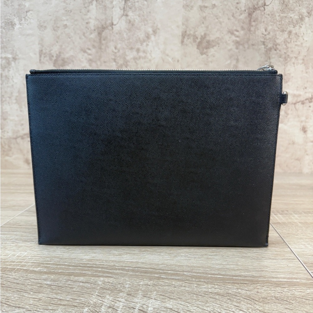 Saint Laurent YSL Black zippy Leather clutch Pouch - Picture 3 of 10